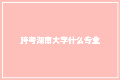 跨考湖南大学什么专业