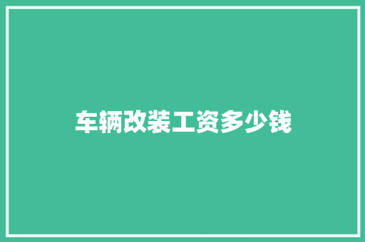 车辆改装工资多少钱