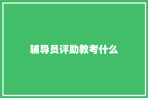 辅导员评助教考什么