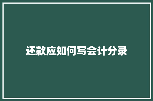 还款应如何写会计分录