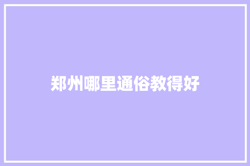 郑州哪里通俗教得好