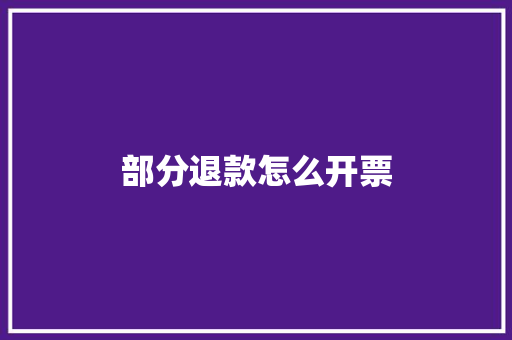 部分退款怎么开票