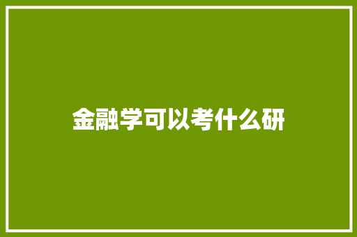 金融学可以考什么研