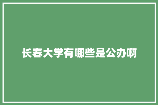 长春大学有哪些是公办啊