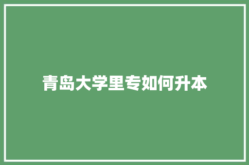 青岛大学里专如何升本