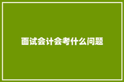 面试会计会考什么问题
