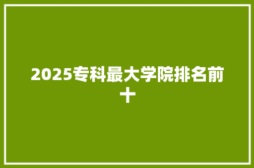 2025专科最大学院排名前十