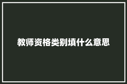 教师资格类别填什么意思