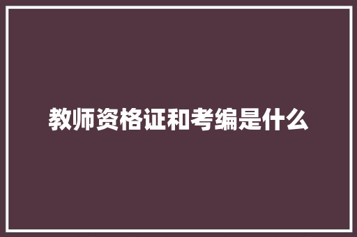 教师资格证和考编是什么