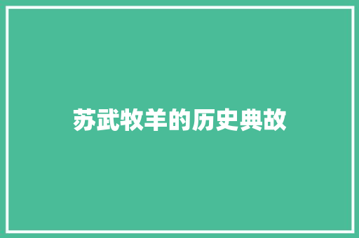 苏武牧羊的历史典故 报告写作