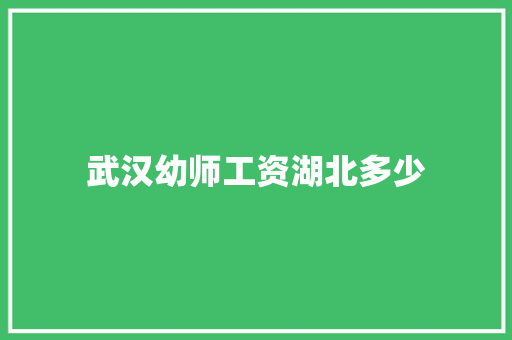武汉幼师工资湖北多少