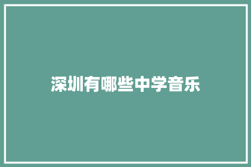 深圳有哪些中学音乐