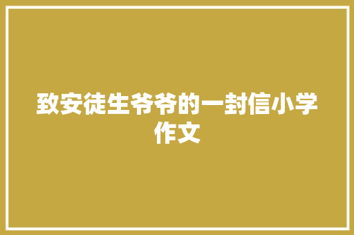 致安徒生爷爷的一封信小学作文
