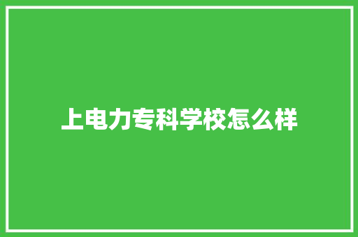 上电力专科学校怎么样