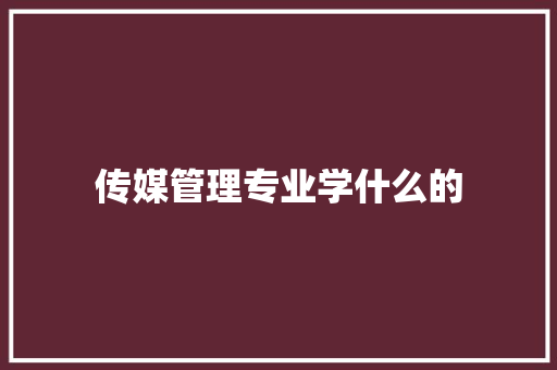 传媒管理专业学什么的
