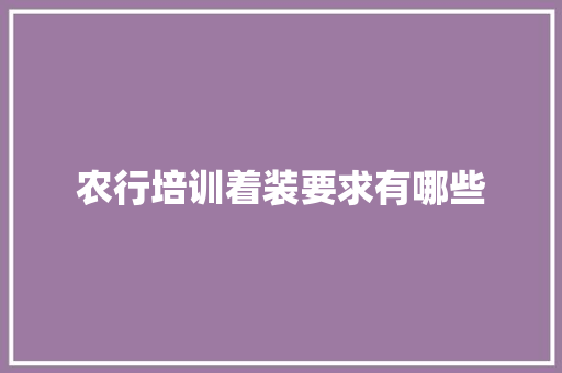 农行培训着装要求有哪些