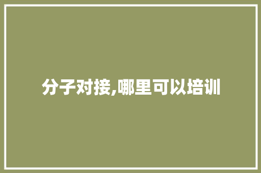 分子对接,哪里可以培训