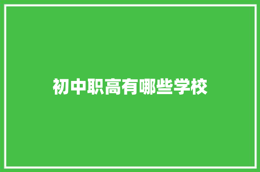 初中职高有哪些学校