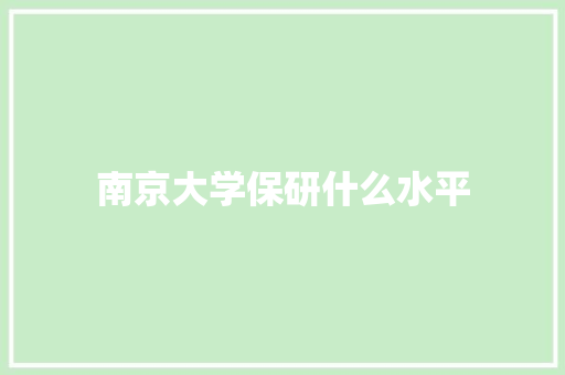 南京大学保研什么水平