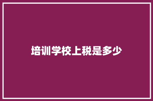 培训学校上税是多少