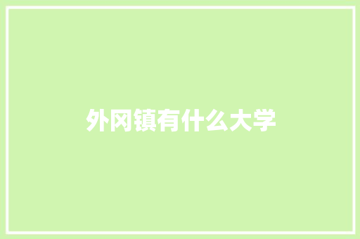 外冈镇有什么大学