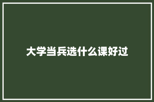 大学当兵选什么课好过