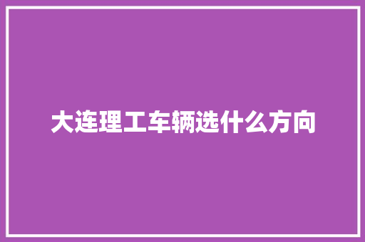 大连理工车辆选什么方向