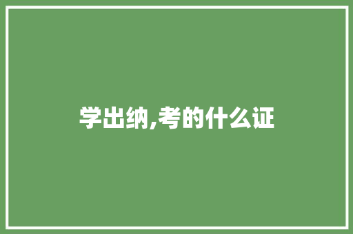 学出纳,考的什么证