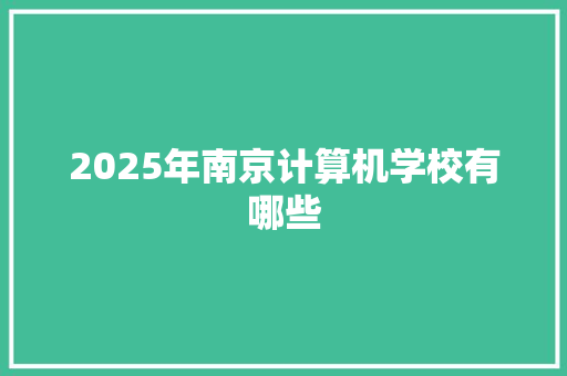 2025年南京计算机学校有哪些