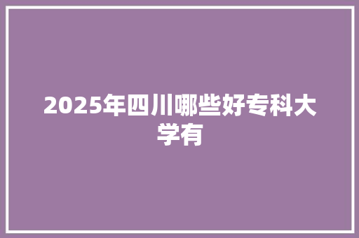 2025年四川哪些好专科大学有