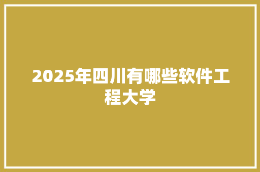 2025年四川有哪些软件工程大学