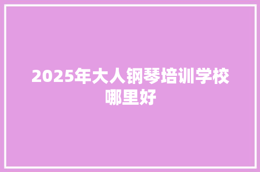 2025年大人钢琴培训学校哪里好