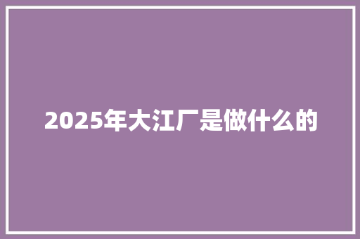 2025年大江厂是做什么的 简历模板