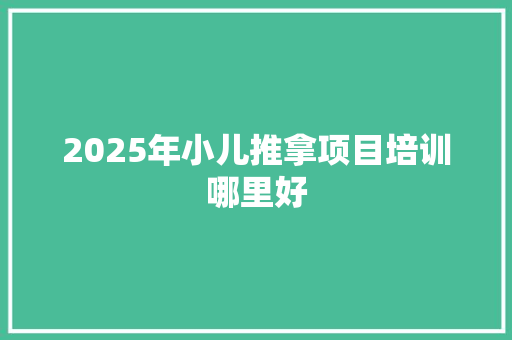 2025年小儿推拿项目培训哪里好 范文赏析