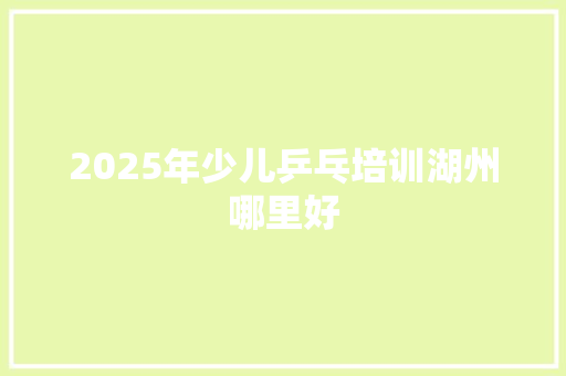 2025年少儿乒乓培训湖州哪里好