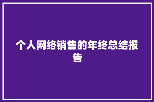 个人网络销售的年终总结报告 商业文案
