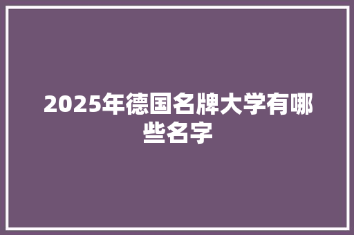 2025年德国名牌大学有哪些名字 词汇积累
