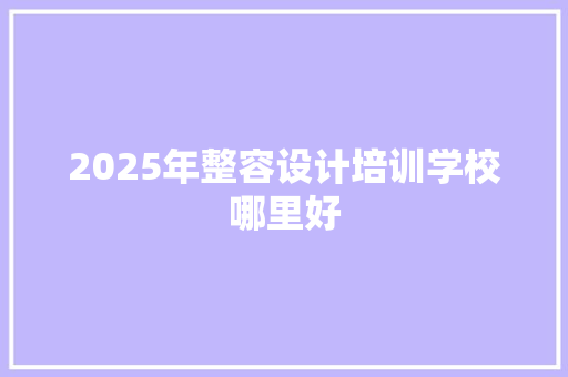 2025年整容设计培训学校哪里好 范文赏析