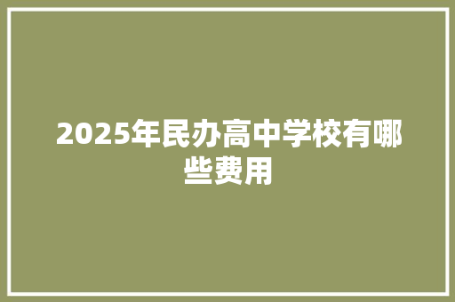 2025年民办高中学校有哪些费用