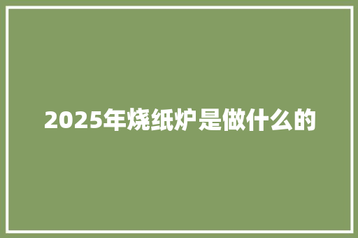 2025年烧纸炉是做什么的 简历模板