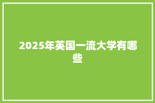 2025年英国一流大学有哪些