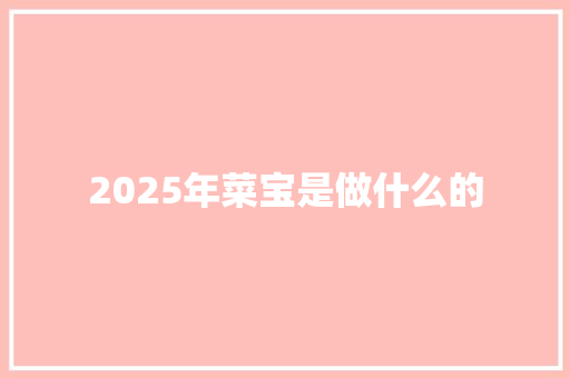 2025年菜宝是做什么的