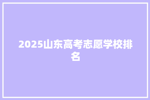 2025山东高考志愿学校排名 简历模板