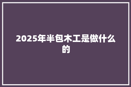 2025年半包木工是做什么的