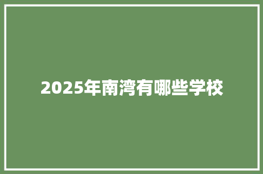 2025年南湾有哪些学校