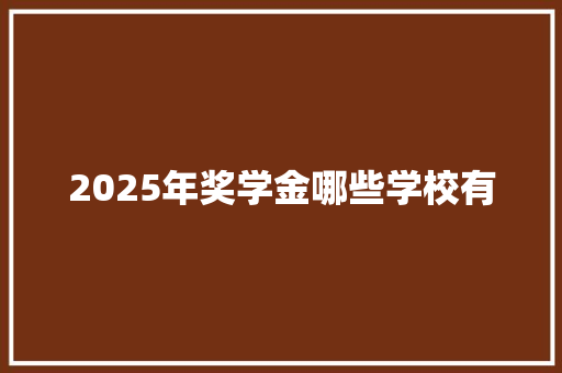 2025年奖学金哪些学校有