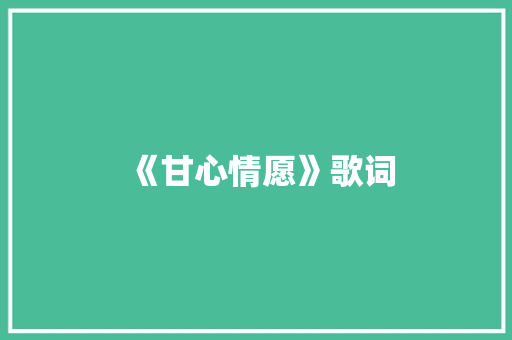 《甘心情愿》歌词