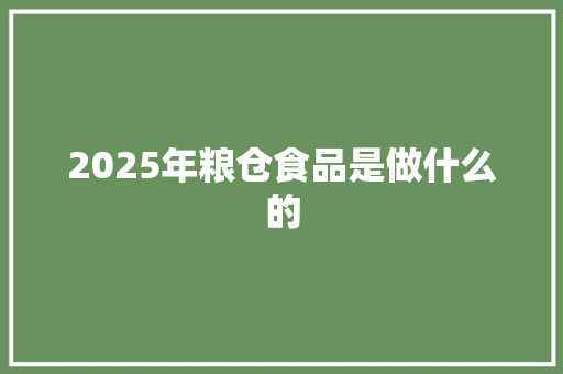 2025年粮仓食品是做什么的 范文赏析