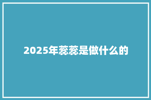 2025年蕊蕊是做什么的