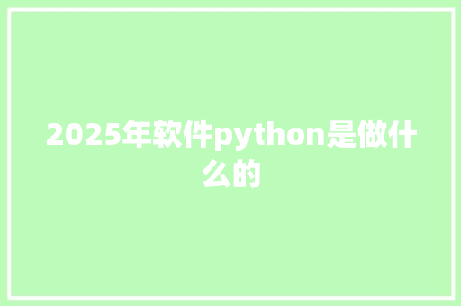 2025年软件python是做什么的 商业文案